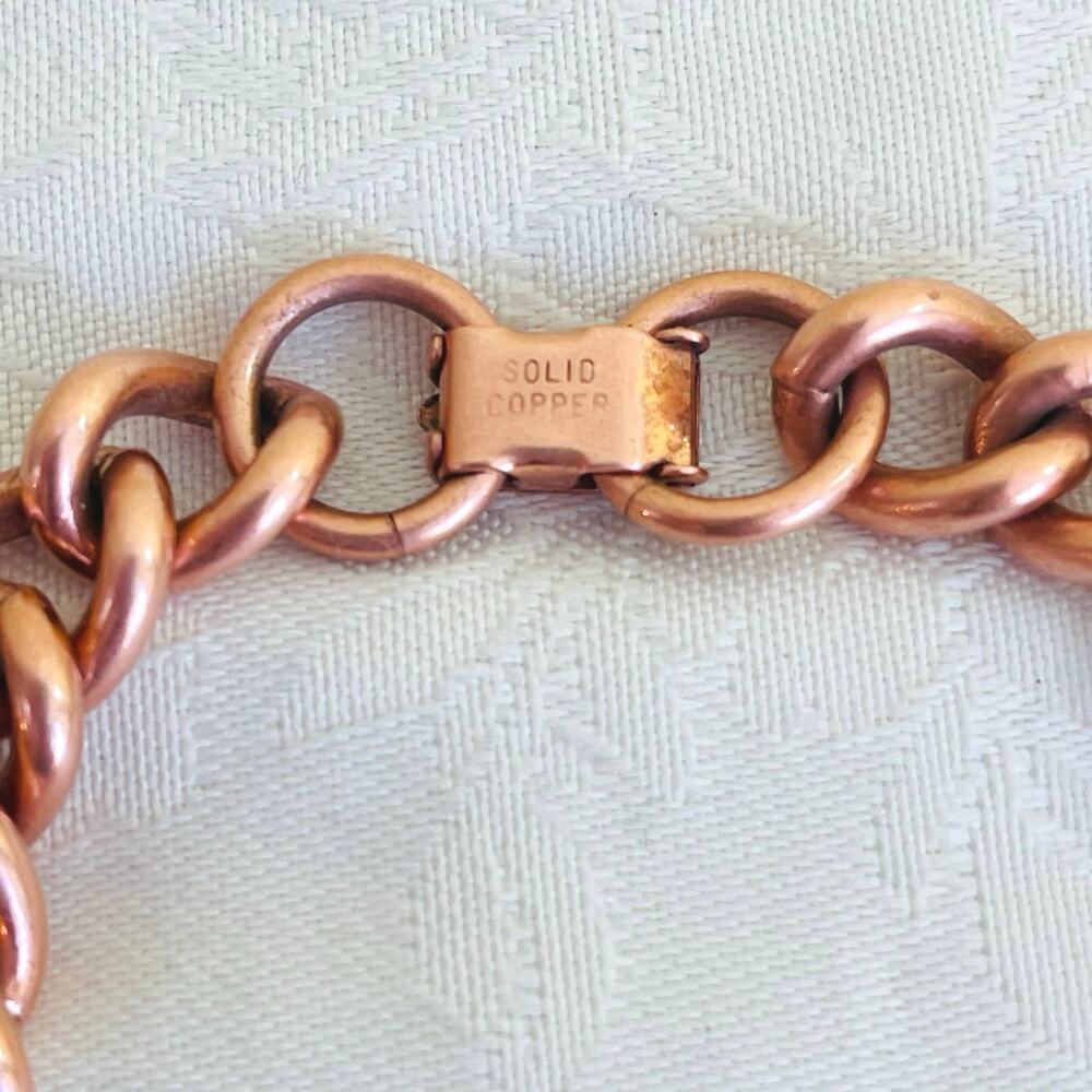 Bracelet Solid Copper Link Chain Men's Unisex 8" - image 6